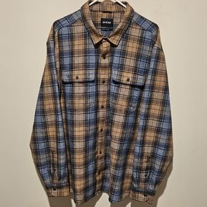 Prana Westbrook Button Down Flannel Shirt - Brown & Blue - Size XXL